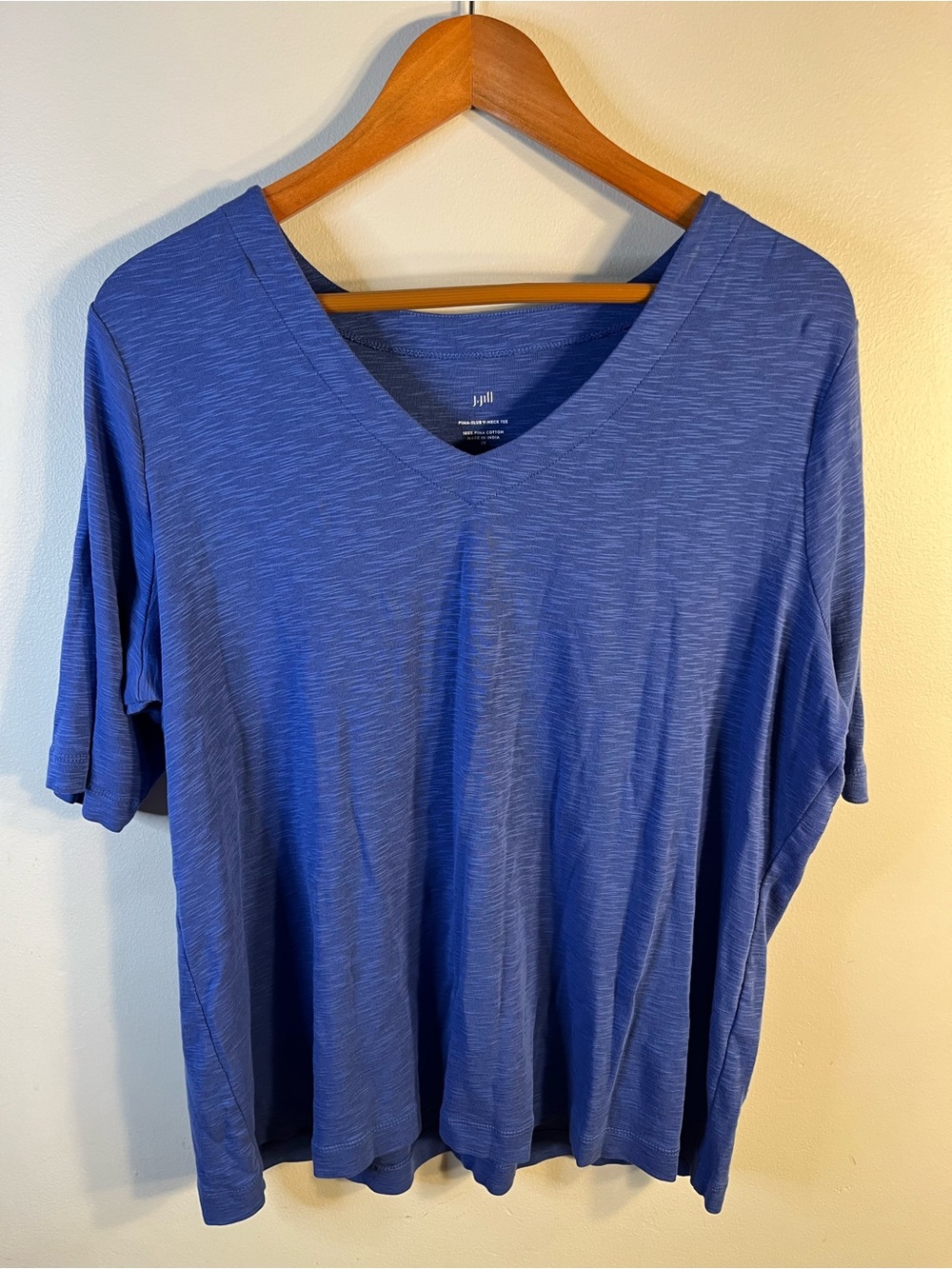 J.Jill Pima V-Neck Blue Short Sleeve Tee Size 2X